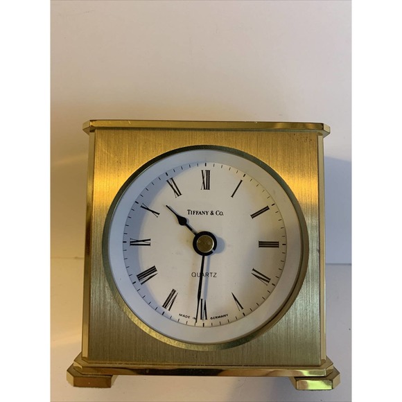 Tiffany & Co. Accents Tiffany Co Brass Desk Clock Germany Hechinger